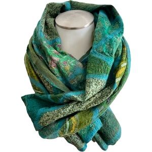 Vibrant Green and Blue Women's Scarf